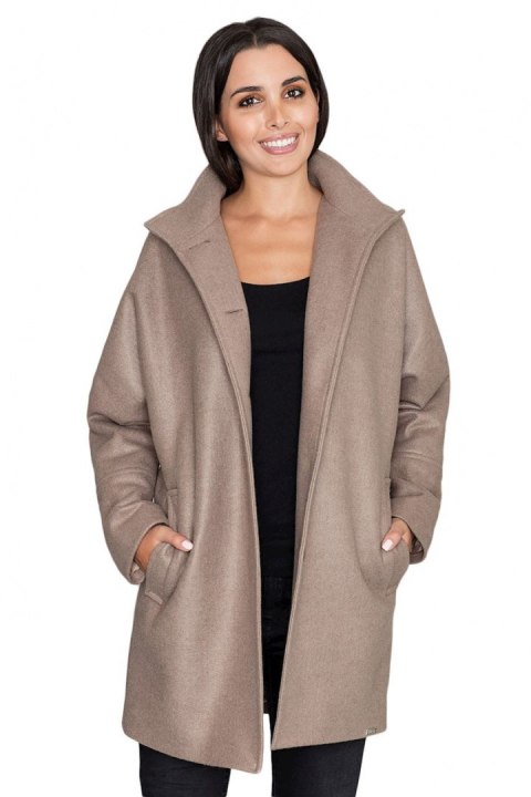 Płaszcz Damski Model M589 Mocca - Figl - L Płaszcz Damski Model M589 Mocca - Figl - L