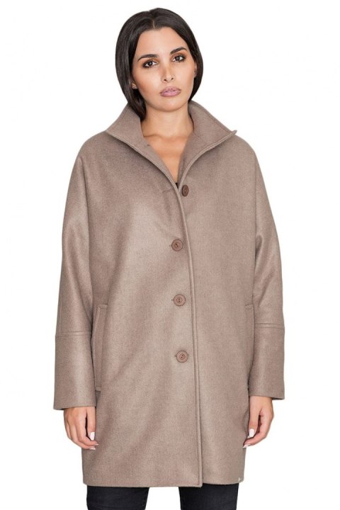 Płaszcz Damski Model M589 Mocca - Figl - L Płaszcz Damski Model M589 Mocca - Figl - L