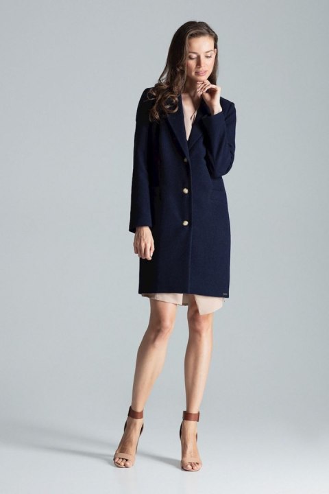 Płaszcz Damski Model M670 Navy - Figl - XL Płaszcz Damski Model M670 Navy - Figl - XL