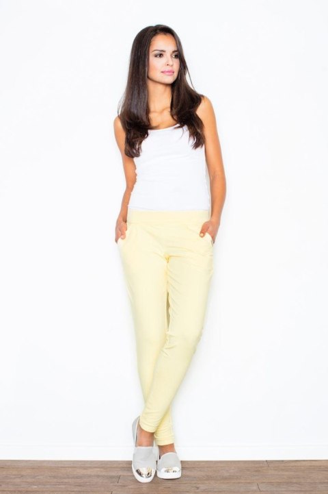Spodnie Damskie Model 305 Yellow - Figl - s Spodnie Damskie Model 305 Yellow - Figl - s