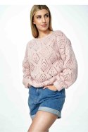 Sweter Damski Model M887 Light Pink - Figl - uniwersalny Sweter Damski Model M887 Light Pink - Figl - uniwersalny