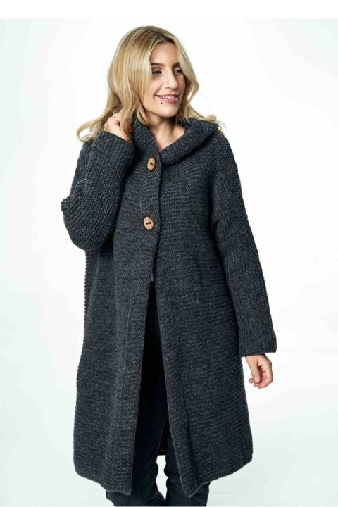 Sweter Kardigan Model M884 Dark Grey - Figl - uniwersalny Sweter Kardigan Model M884 Dark Grey - Figl - uniwersalny
