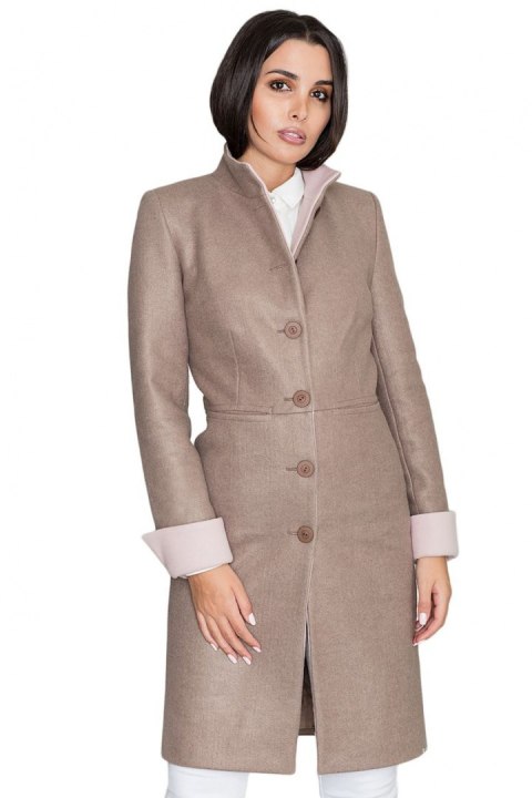 Płaszcz Damski Model M588 Mocca - Figl - S Płaszcz Damski Model M588 Mocca - Figl - S