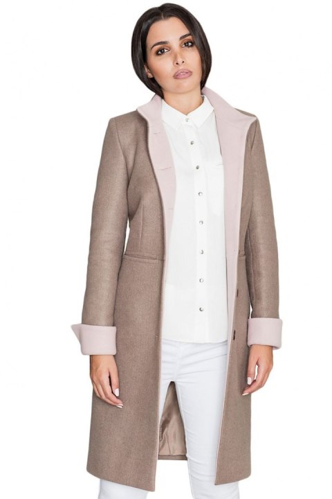 Płaszcz Damski Model M588 Mocca - Figl - S Płaszcz Damski Model M588 Mocca - Figl - S