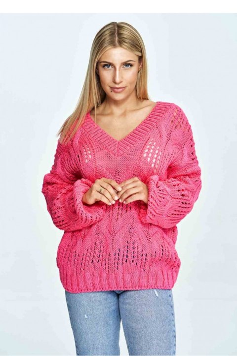 Sweter Damski Model M910 Pink - Figl - uniwersalny Sweter Damski Model M910 Pink - Figl - uniwersalny