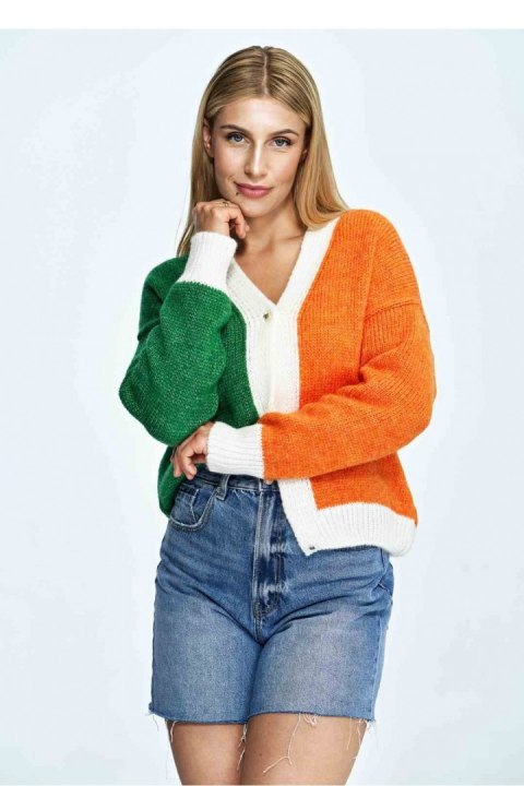Sweter Damski Model M895 Orange/Green - Figl - uniwersalny Sweter Damski Model M895 Orange/Green - Figl - uniwersalny