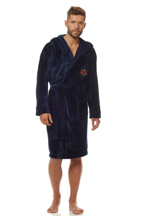 Szlafrok Męski Model Costa 2110 Granatowy - L&L collection - XL