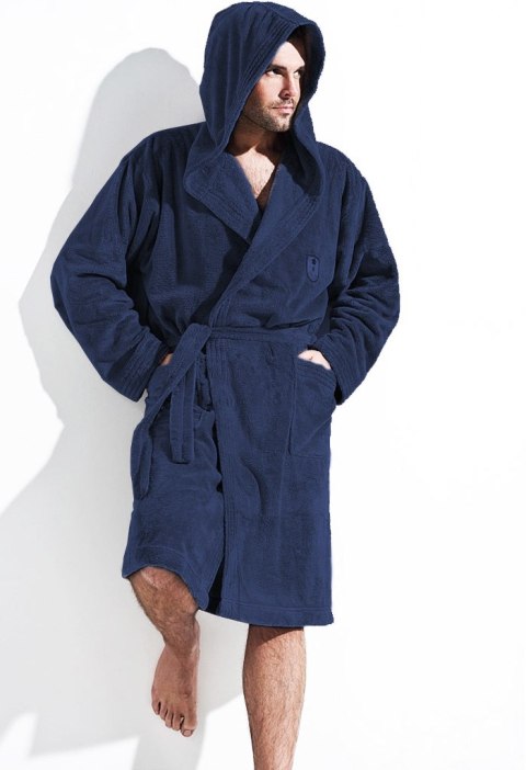 Szlafrok Męski Model Iwo Navy Blue - L&L collection - XL