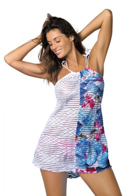 Sukienka Plażow Tunika Model Jenna Oltremare-Bianco M-416 White/Blue - Marko - s