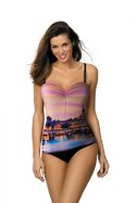 Jednoczęściowy strój kąpielowy Kostium Kąpielowy Model Valentina Nero-Semifedro M-439 Black/Liliowy - Marko - L