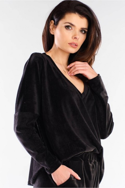 Bluzka Damska Model A417 Black - awama - uniwersalny Bluzka Damska Model A417 Black - awama - uniwersalny