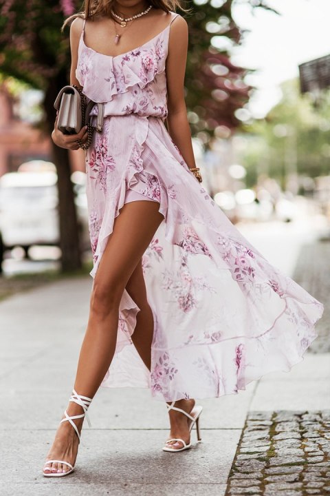 Sukienka Model Amis 307 Flowers Pink - IVON - 34 Sukienka Model Amis 307 Flowers Pink - IVON - 34