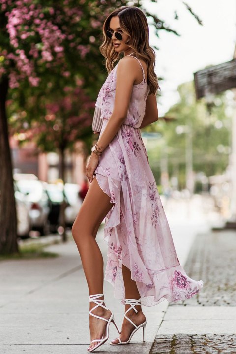 Sukienka Model Amis 307 Flowers Pink - IVON - 38 Sukienka Model Amis 307 Flowers Pink - IVON - 38