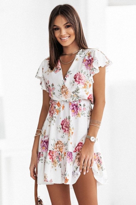 Sukienka Model Butterfly 352 Flowers White - IVON - M/L Sukienka Model Butterfly 352 Flowers White - IVON - M/L
