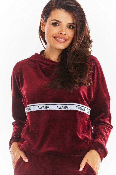 Bluza Damska Model A371 Bordo Welur - awama - s Bluza Damska Model A371 Bordo Welur - awama - s