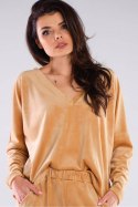 Bluzka Damska Model A417 Beige - awama - uniwersalny Bluzka Damska Model A417 Beige - awama - uniwersalny