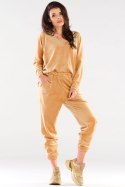 Bluzka Damska Model A417 Beige - awama - uniwersalny Bluzka Damska Model A417 Beige - awama - uniwersalny
