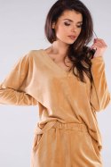 Bluzka Damska Model A417 Beige - awama - uniwersalny Bluzka Damska Model A417 Beige - awama - uniwersalny