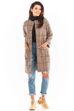 Płaszcz Damski Model A367 Brown Krata - awama - L/XL