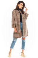 Płaszcz Damski Model A367 Brown Krata - awama - S/M Płaszcz Damski Model A367 Brown Krata - awama - S/M