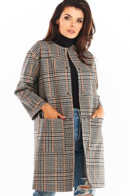 Płaszcz Damski Model A367 Navy Krata - awama - L/XL