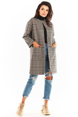 Płaszcz Damski Model A367 Navy Krata - awama - L/XL