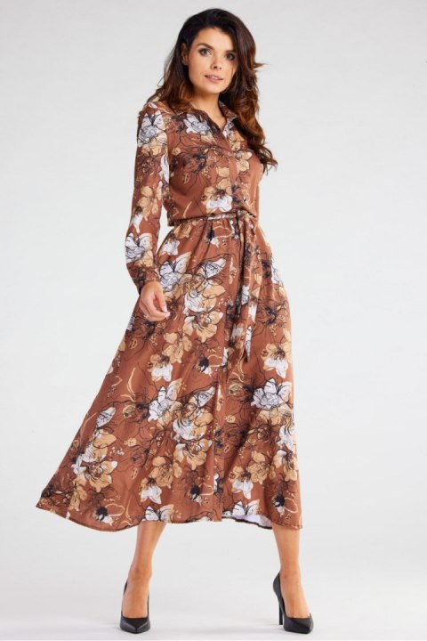 Sukienka Model A467 Brown Pattern - awama - L Sukienka Model A467 Brown Pattern - awama - L