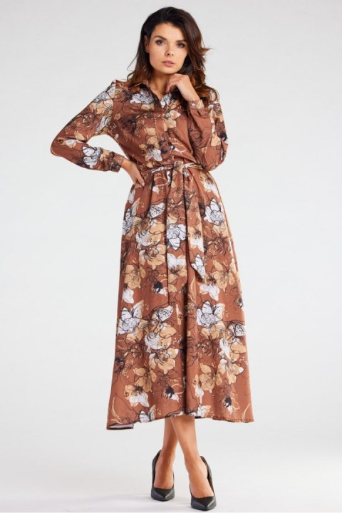 Sukienka Model A467 Brown Pattern - awama - L Sukienka Model A467 Brown Pattern - awama - L