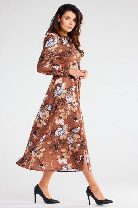 Sukienka Model A467 Brown Pattern - awama - L Sukienka Model A467 Brown Pattern - awama - L