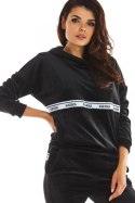 Bluza Damska Model A371 Black Welur - awama - L Bluza Damska Model A371 Black Welur - awama - L