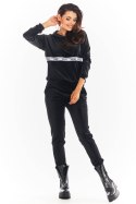 Bluza Damska Model A371 Black Welur - awama - L Bluza Damska Model A371 Black Welur - awama - L