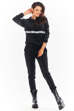 Bluza Damska Model A371 Black Welur - awama - L