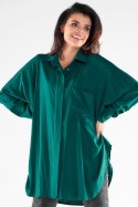 Koszula Damska Model A528 Bottle Green - awama - uniwersalny Koszula Damska Model A528 Bottle Green - awama - uniwersalny