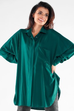 Koszula Damska Model A528 Bottle Green - awama - uniwersalny