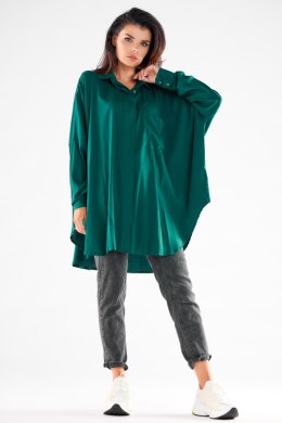 Koszula Damska Model A528 Bottle Green - awama - uniwersalny