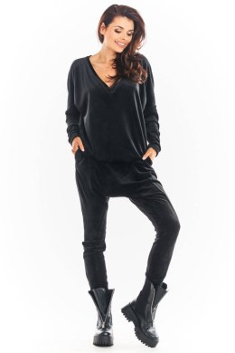 Spodnie Damskie Model A377 Black Welur - awama - S/M