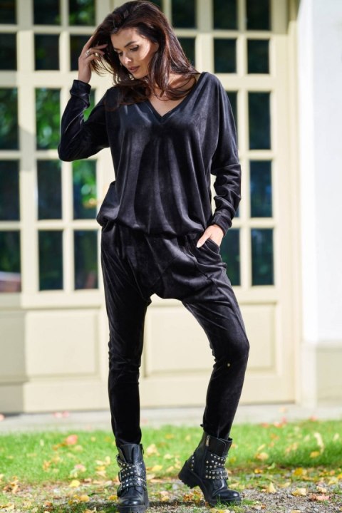 Spodnie Damskie Model A377 Black Welur - awama - S/M Spodnie Damskie Model A377 Black Welur - awama - S/M