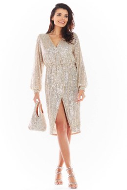 Sukienka Model A399 Cekiny Beige - awama - M