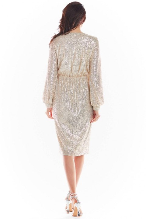 Sukienka Model A399 Cekiny Beige - awama - M Sukienka Model A399 Cekiny Beige - awama - M