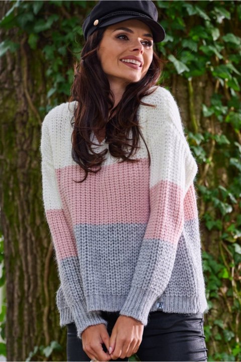 Sweter Damski Model A390 Pink - awama - uniwersalny Sweter Damski Model A390 Pink - awama - uniwersalny
