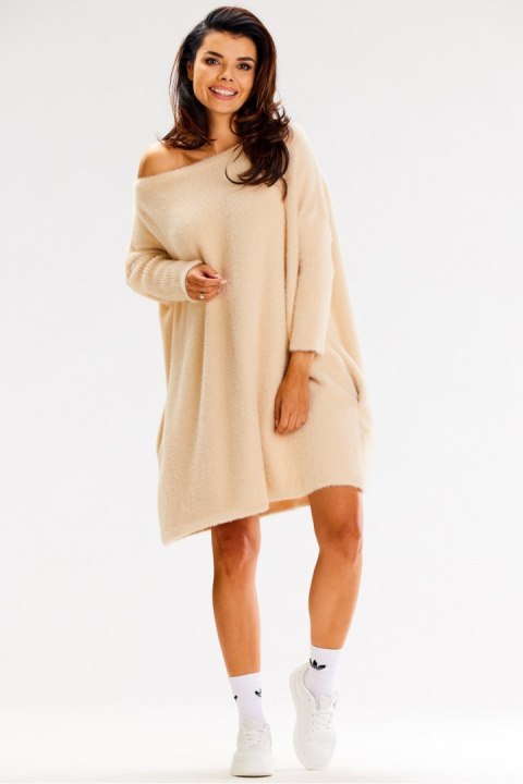 Sweter Damski Model A618 Beige - awama - uniwersalny Sweter Damski Model A618 Beige - awama - uniwersalny