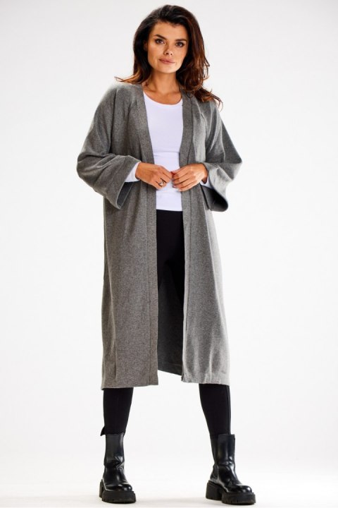 Sweter Kardigan Model A617 Grey - awama - uniwersalny Sweter Kardigan Model A617 Grey - awama - uniwersalny