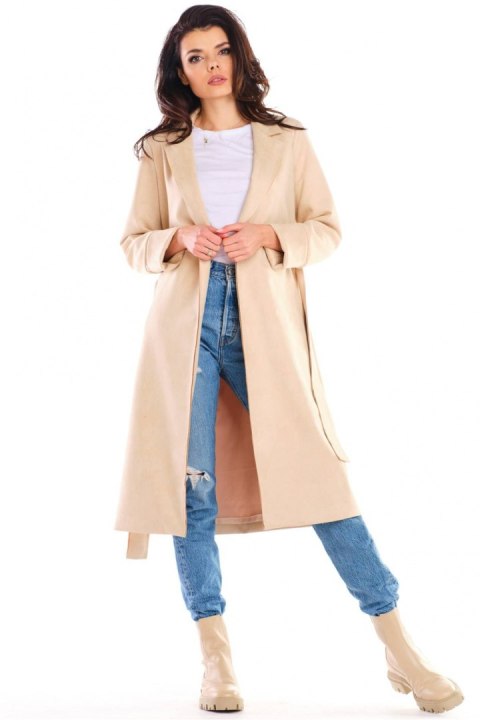Płaszcz Damski Model A464 Beige - awama - L/XL Płaszcz Damski Model A464 Beige - awama - L/XL