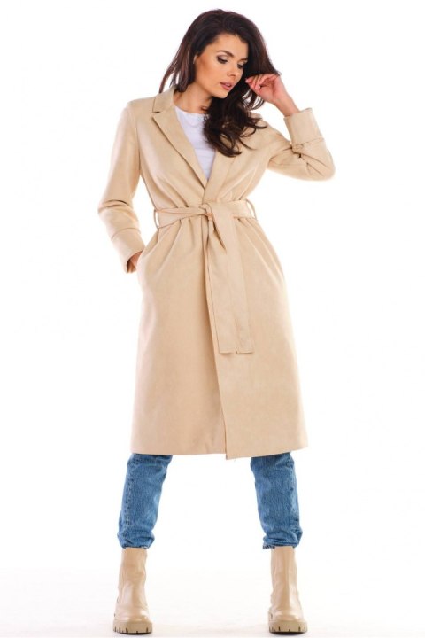 Płaszcz Damski Model A464 Beige - awama - L/XL Płaszcz Damski Model A464 Beige - awama - L/XL