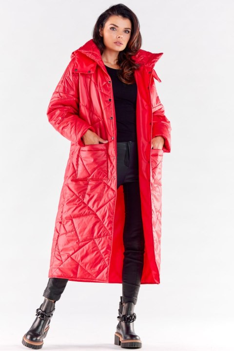 Płaszcz Damski Model A541 Red - awama - L/XL Płaszcz Damski Model A541 Red - awama - L/XL