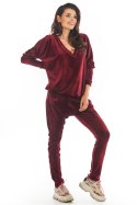 Spodnie Damskie Model A377 Bordo Welur - awama - S/M Spodnie Damskie Model A377 Bordo Welur - awama - S/M