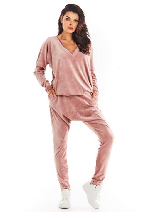 Spodnie Damskie Model A377 Pink Welur - awama - S/M