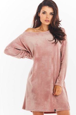 Sukienka Model A370 Pink Welur - awama - uniwersalny