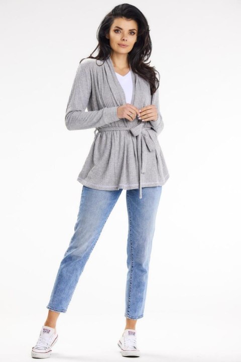 Sweter Kardigan Model A655 Grey - awama - S/M Sweter Kardigan Model A655 Grey - awama - S/M