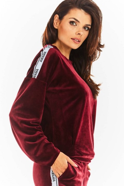 Bluza Damska Model A374 Bordo Welur - awama - s Bluza Damska Model A374 Bordo Welur - awama - s